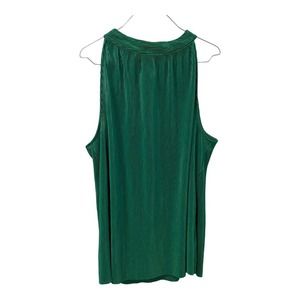 NWT Floral & Ivy Top XL Green Pleated Tie Back Holiday Crewneck Modern Office